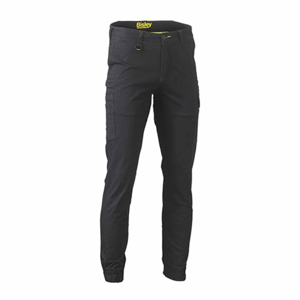 bisley stretch cotton drill cargo cuffed pants in black
