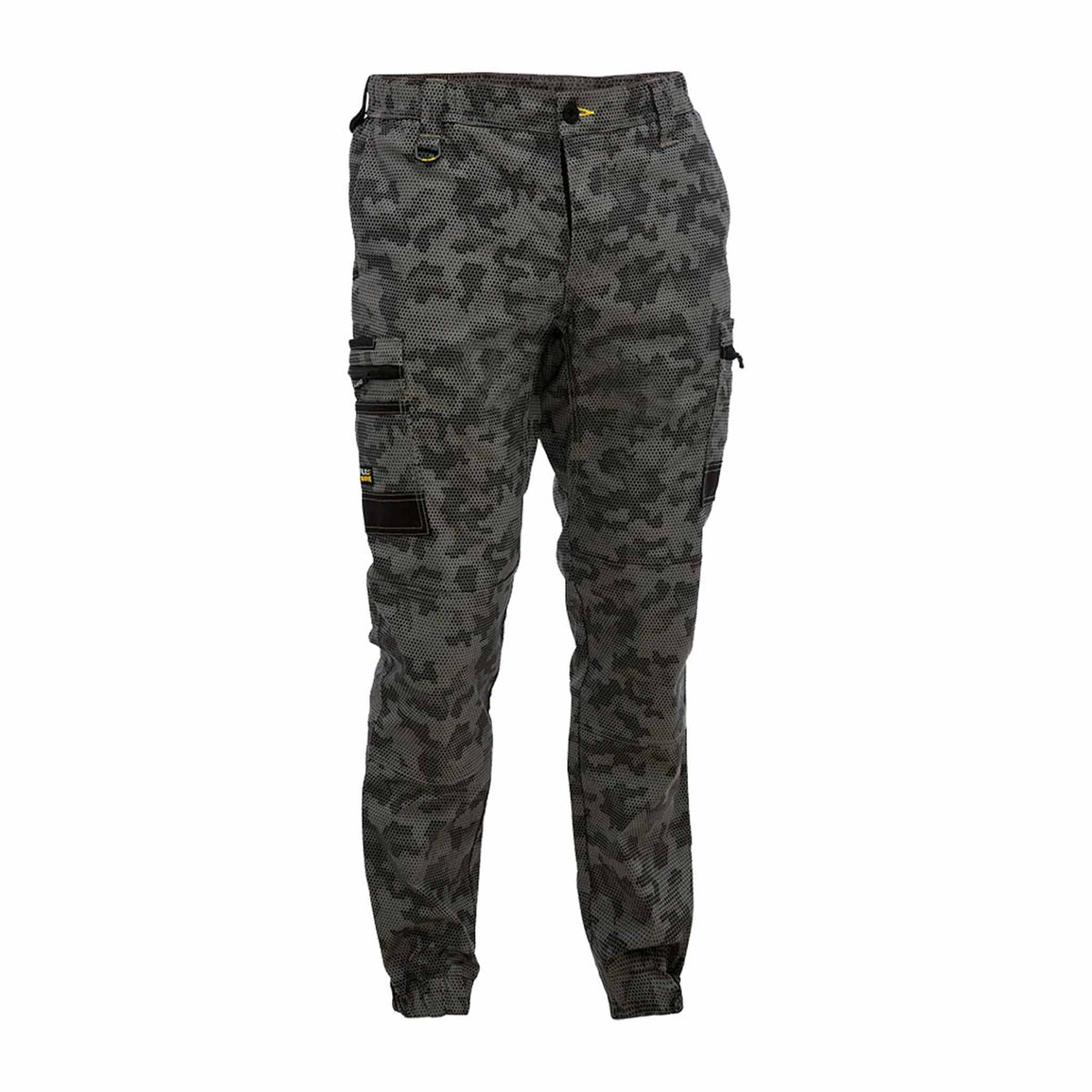 bisley flx and move stretch camo cargo pants in charcoal honeycomb