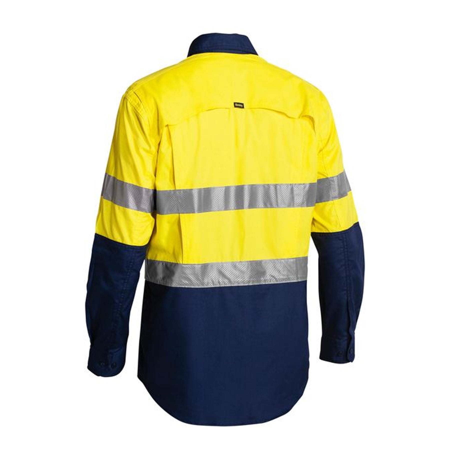BISLEY X AIRFLOW TAPED HI VIS RIPSTOP SHIRT IN YELLOW NAVY