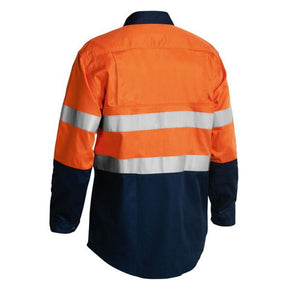 bisley taped hi vis cool lightweight shirt in orange navy