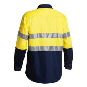 bisley taped hi vis cool lightweight shirt in yellow navy