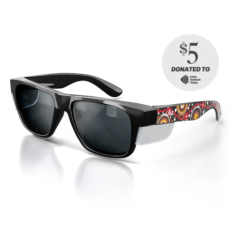 safestyle fusions black frame with polarised lens with indigenous design