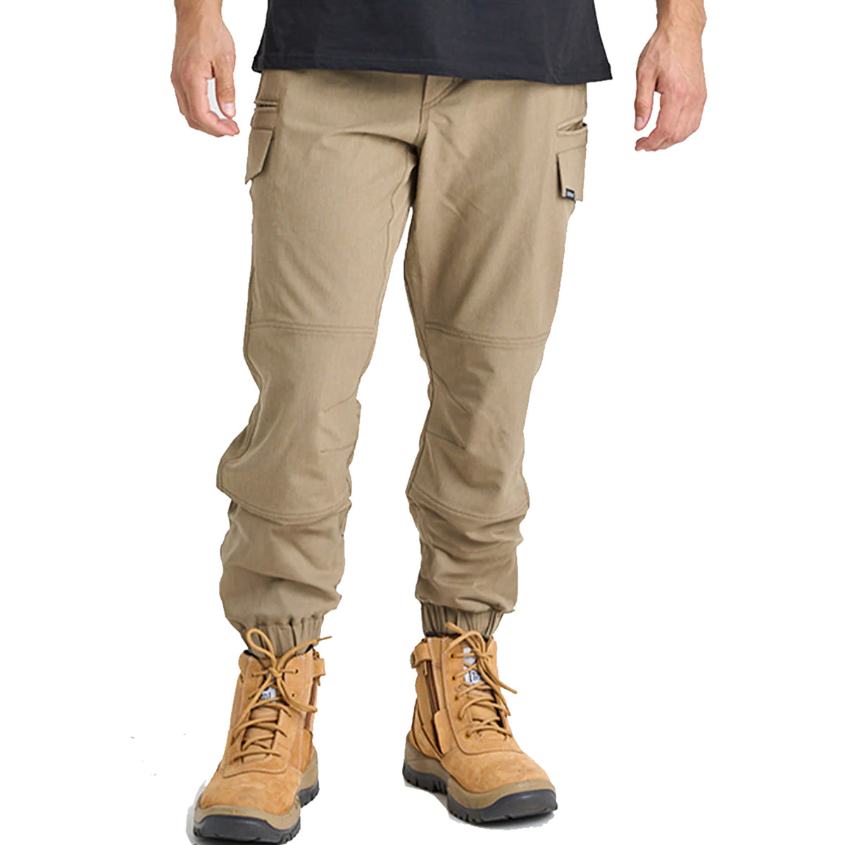 jet pilot jet lite hybrid elastic waist cuffed pant in khaki