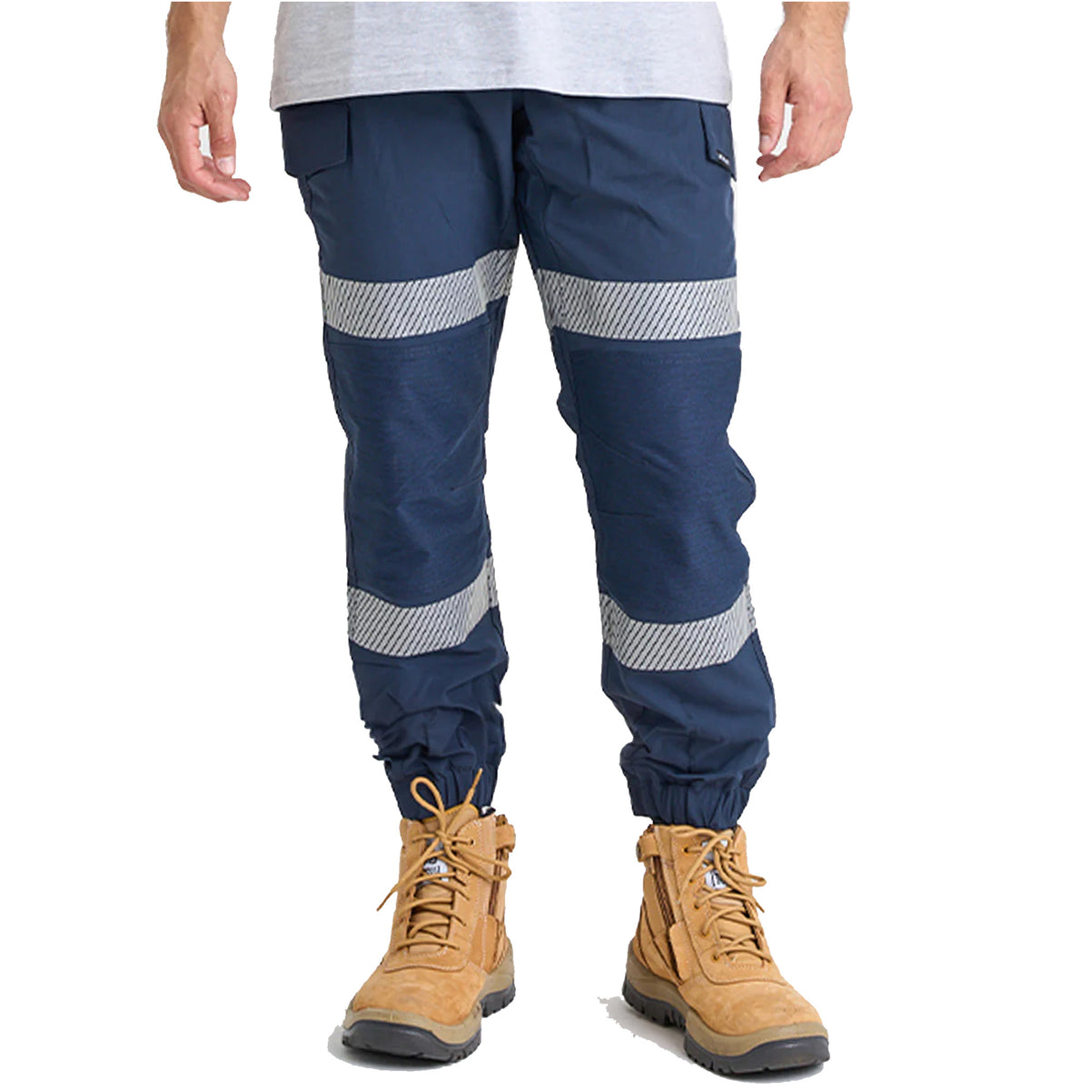 jet lite hybrid taped elastic waist cuffed work pants in navy