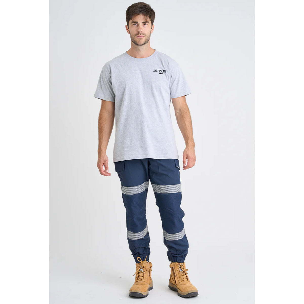 jet lite hybrid taped elastic waist cuffed work pants in navy