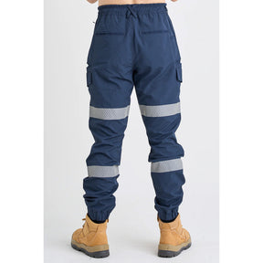 jet lite hybrid taped elastic waist cuffed work pants in navy