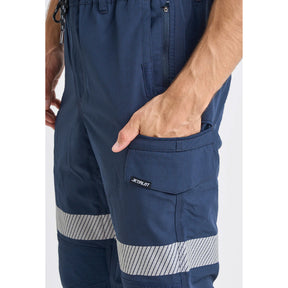 jet lite hybrid taped elastic waist cuffed work pants in navy