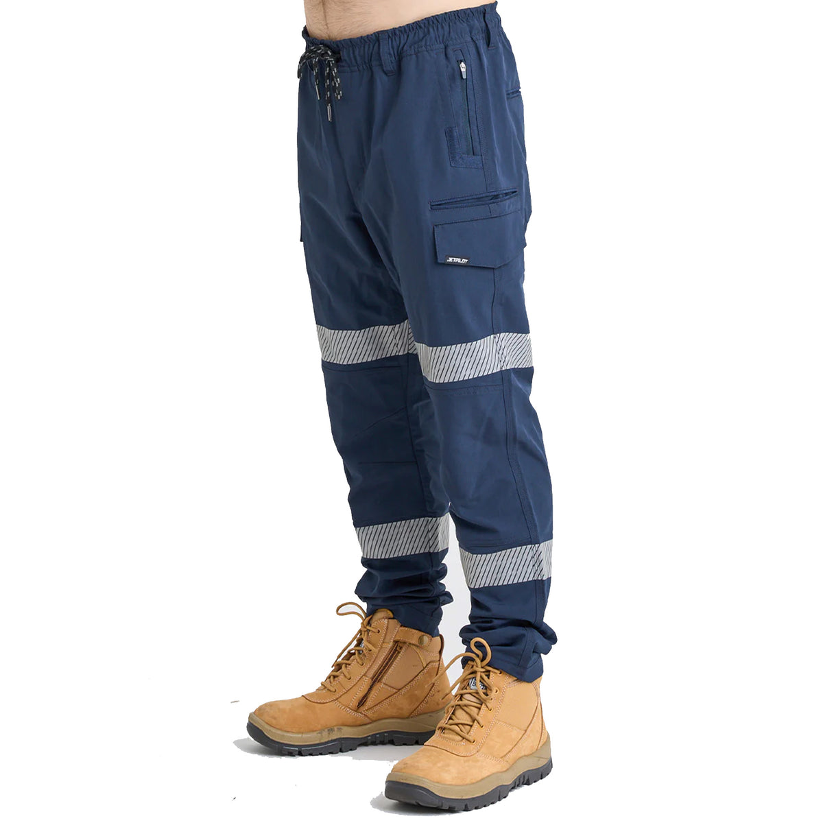 jet lite hybrid taped elastic waist pant in navy