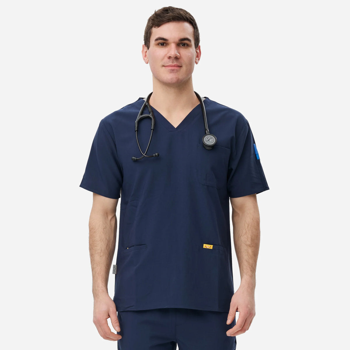 epoch mens 3 pocket scrub top in navy