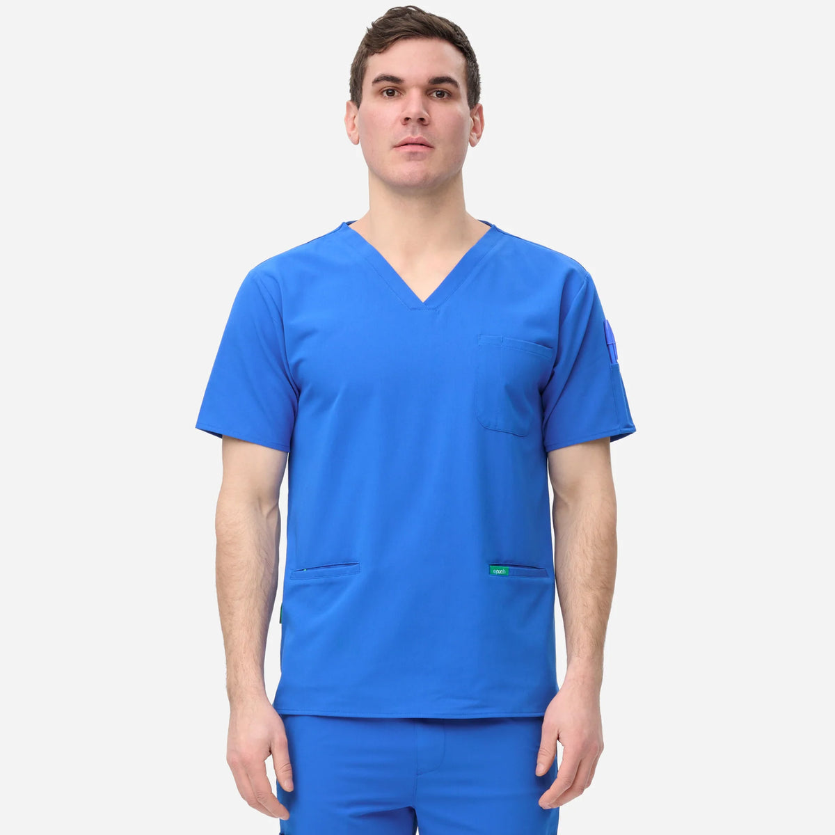 epoch mens 3 pocket scrub top in royal