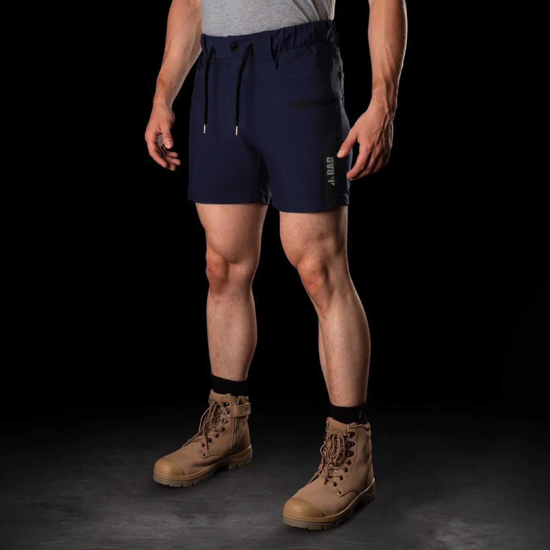 bad next waterproof elastic waist short shorts in navy