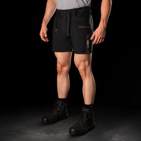 bad next waterproof elastic waist short shorts in black