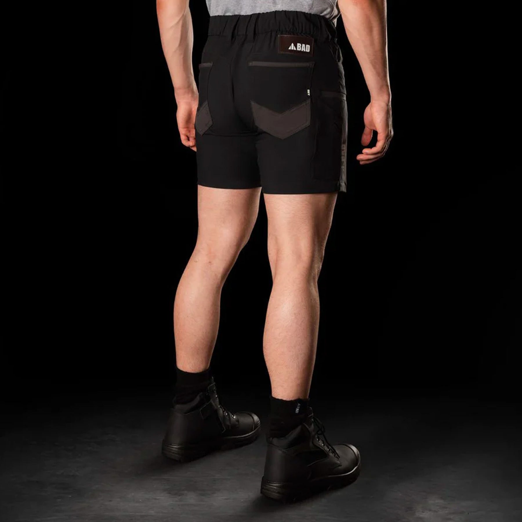 bad next waterproof elastic waist short shorts in black