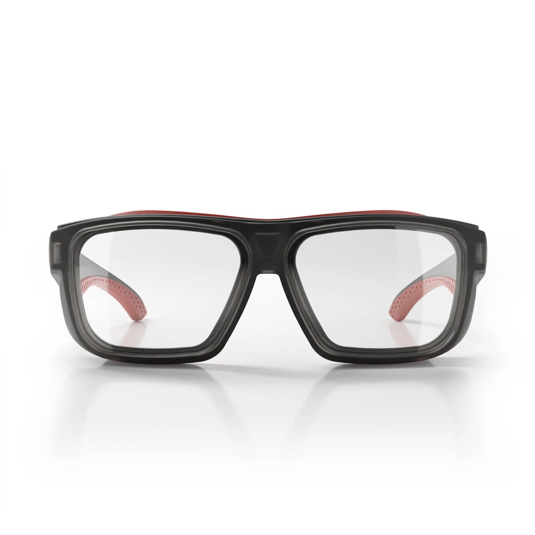 safestyle converts matte graphite red frame with clear lens