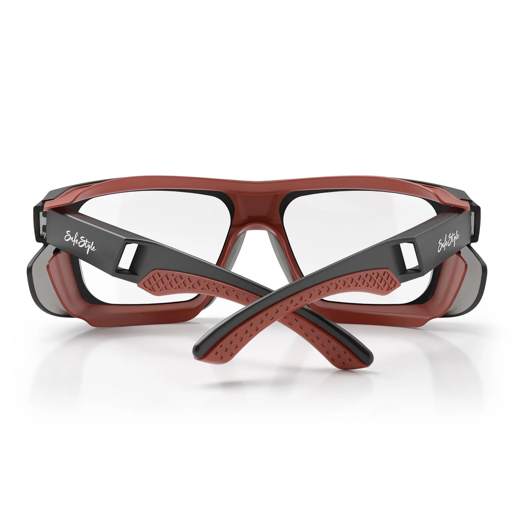 safestyle converts matte graphite red frame with clear lens