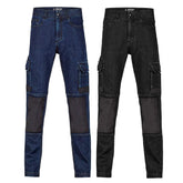 bad workwer bad attitude slim fit denim work jeans in blue denim and black denim