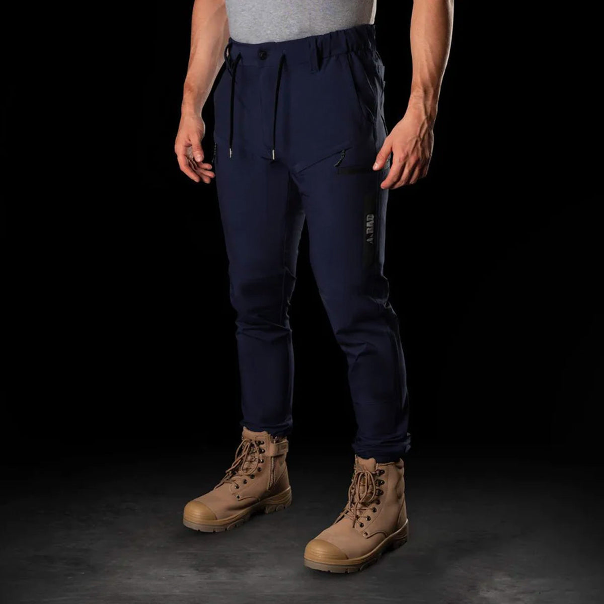 bad workwear next waterproof elastic waist cuffed work pants in navy