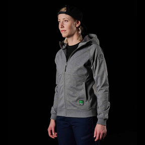 fxd womens zip fleece hoodie in charcoal