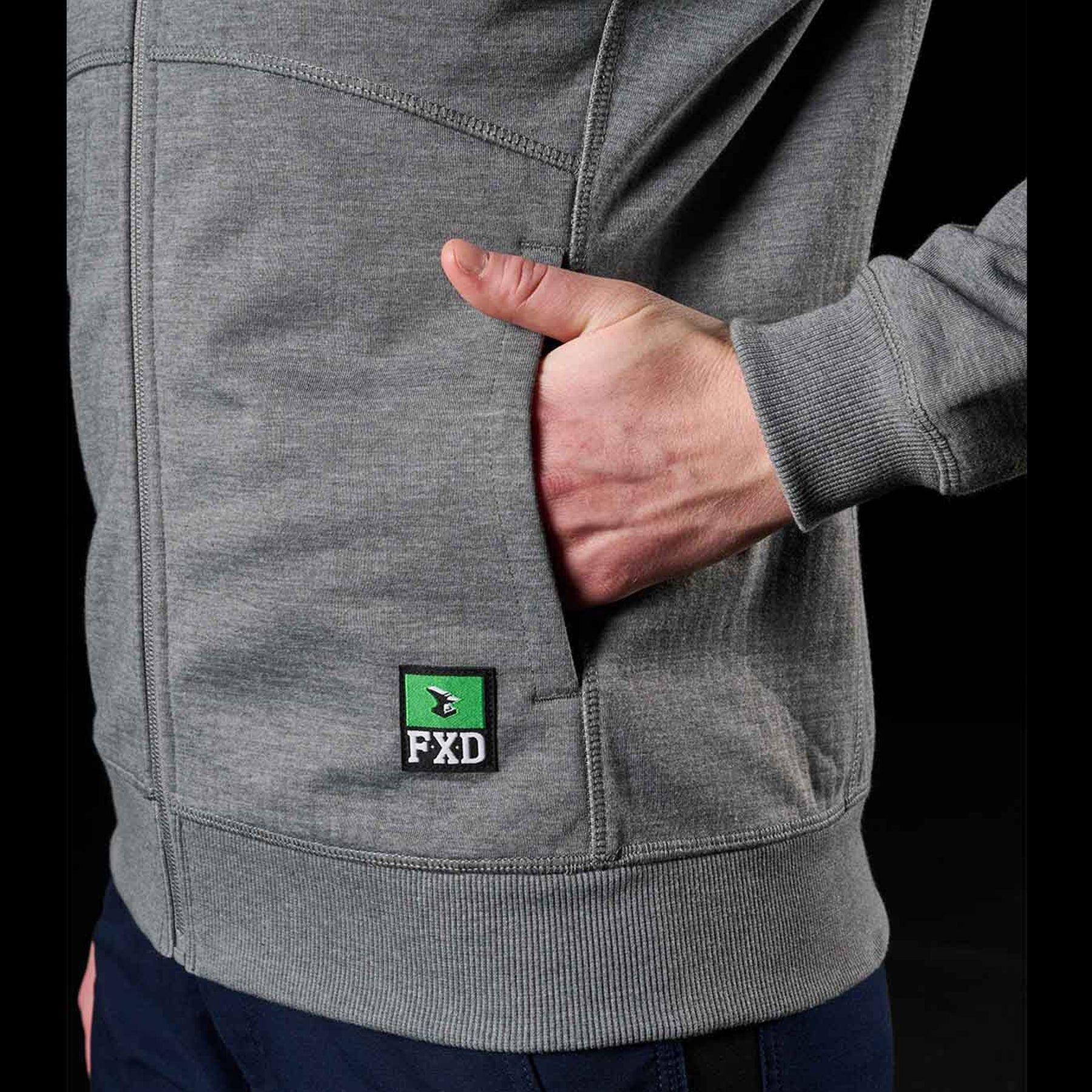 fxd womens zip fleece hoodie in charcoal