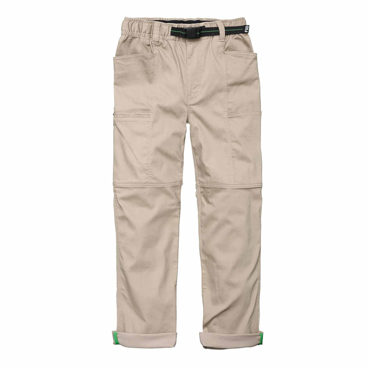 fxd elastic waist work pants in khaki