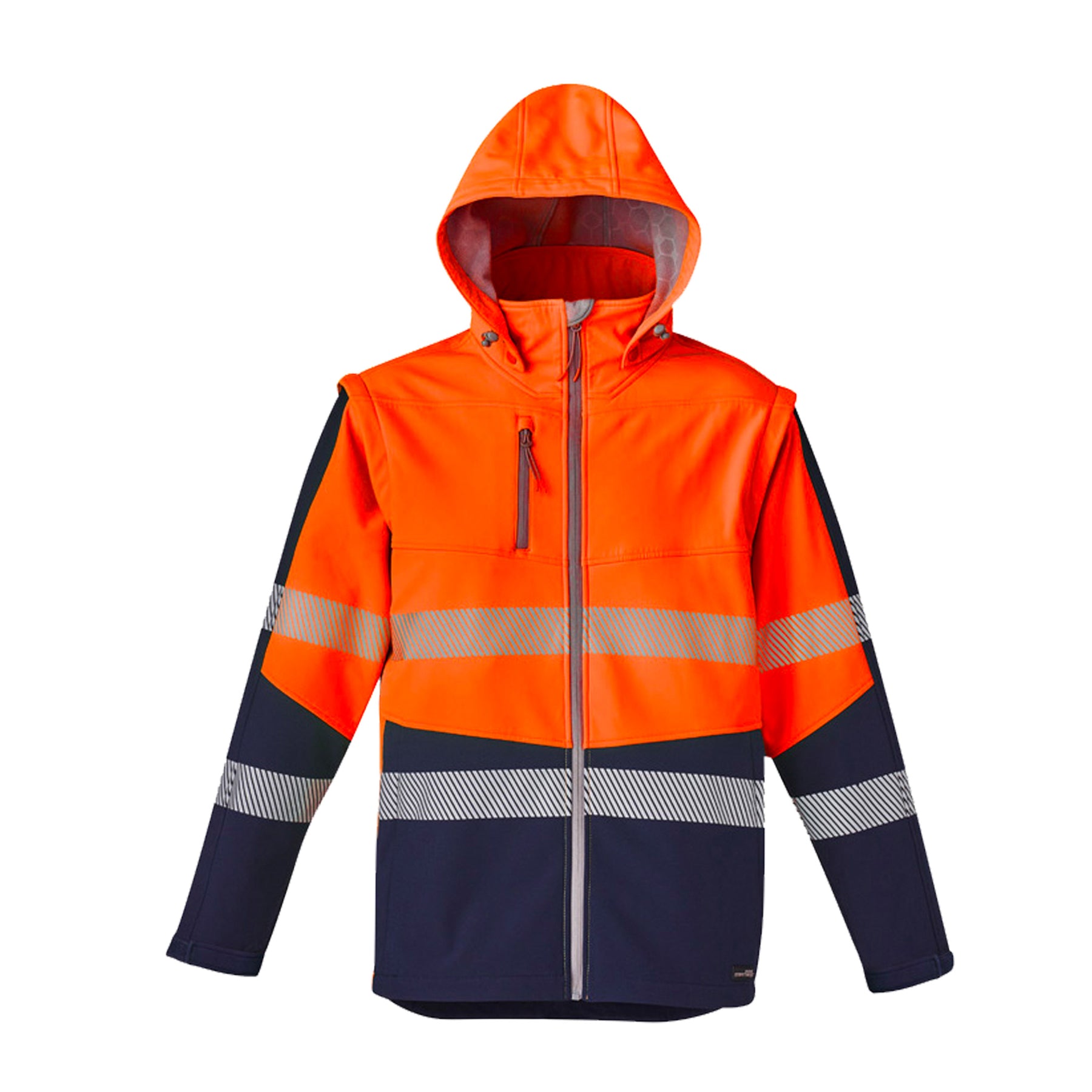 syzmik streetworx 2 in 1 stretch softshell jacket in orange navy