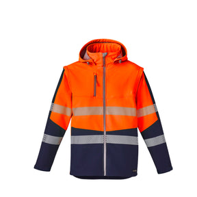 syzmik streetworx 2 in 1 stretch softshell jacket in orange navy