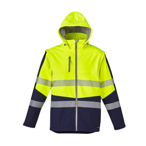 syzmik streetworx 2 in 1 stretch softshell jacket in yellow navy