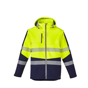 syzmik streetworx 2 in 1 stretch softshell jacket in yellow navy