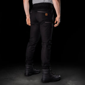 bad workwear elastic waist cuffed chino pant in black