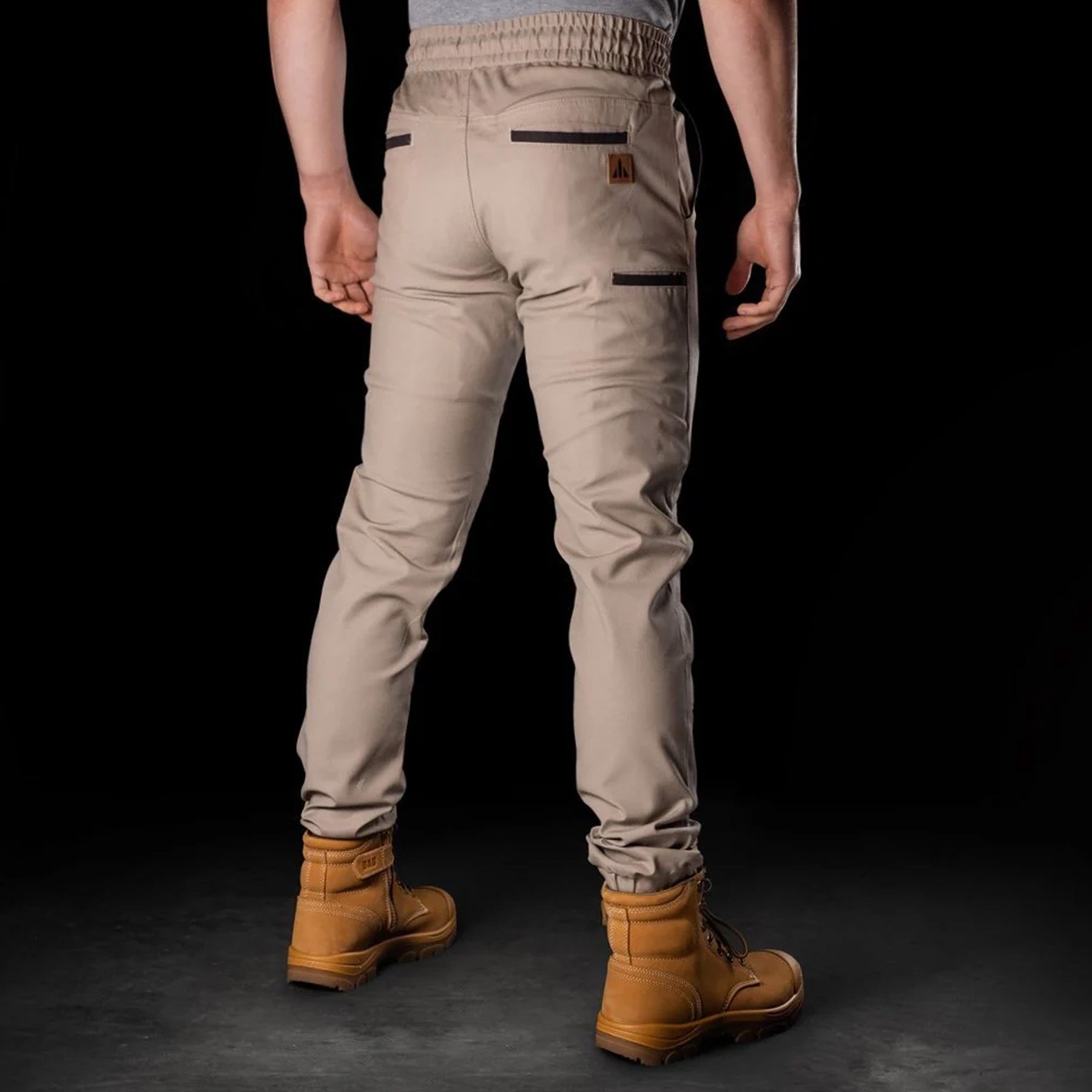 bad workwear elastic waist cuffed chino pant in khaki