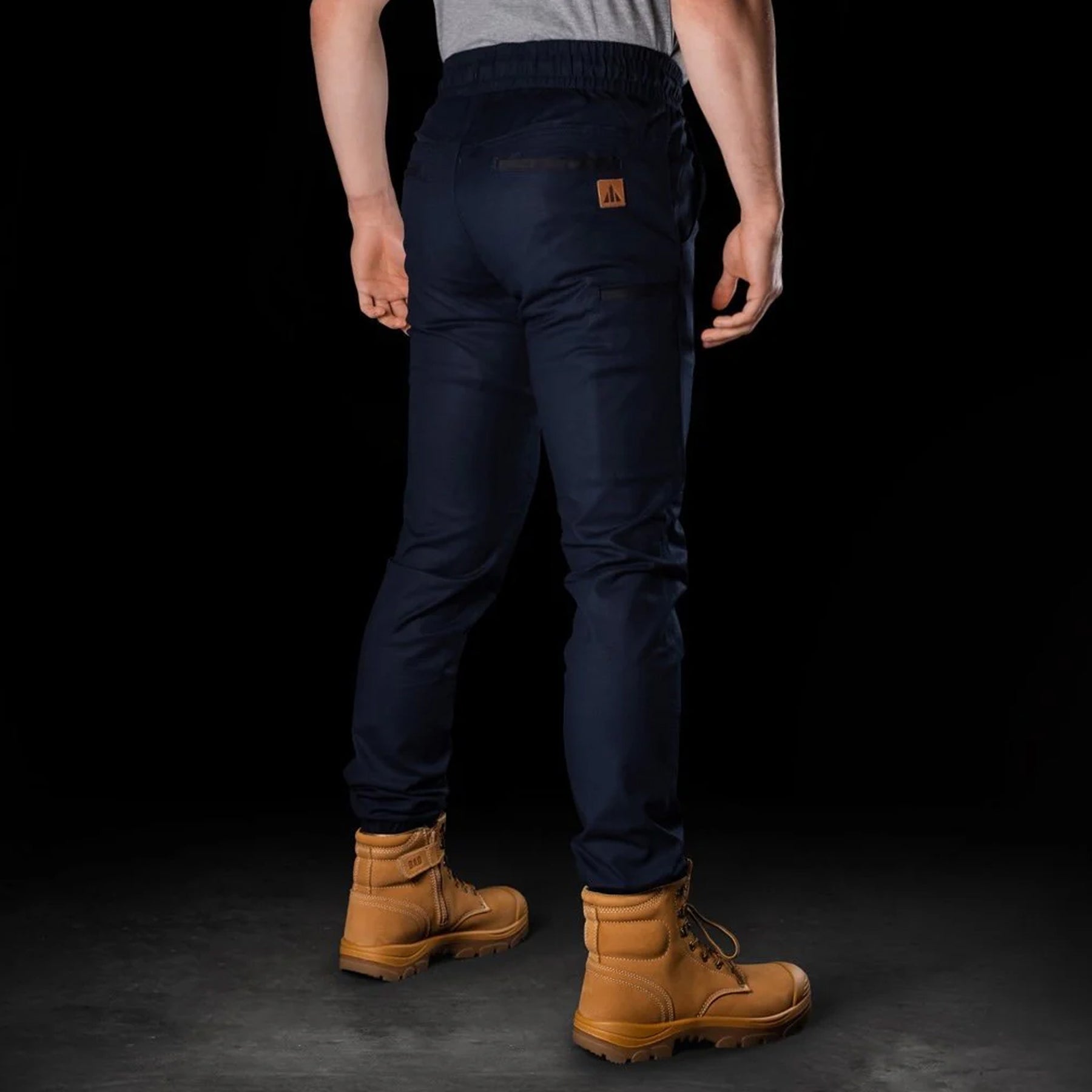 bad workwear elastic waist cuffed chino pant in navy