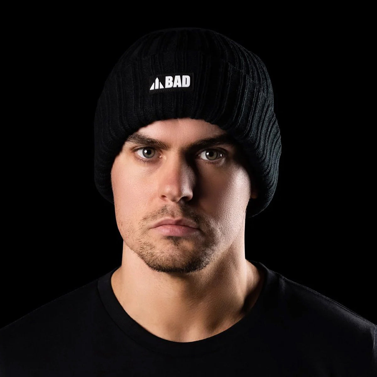 bad workwear cable beanies in black 