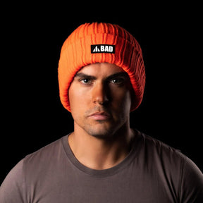 bad workwear cable beanies in orange