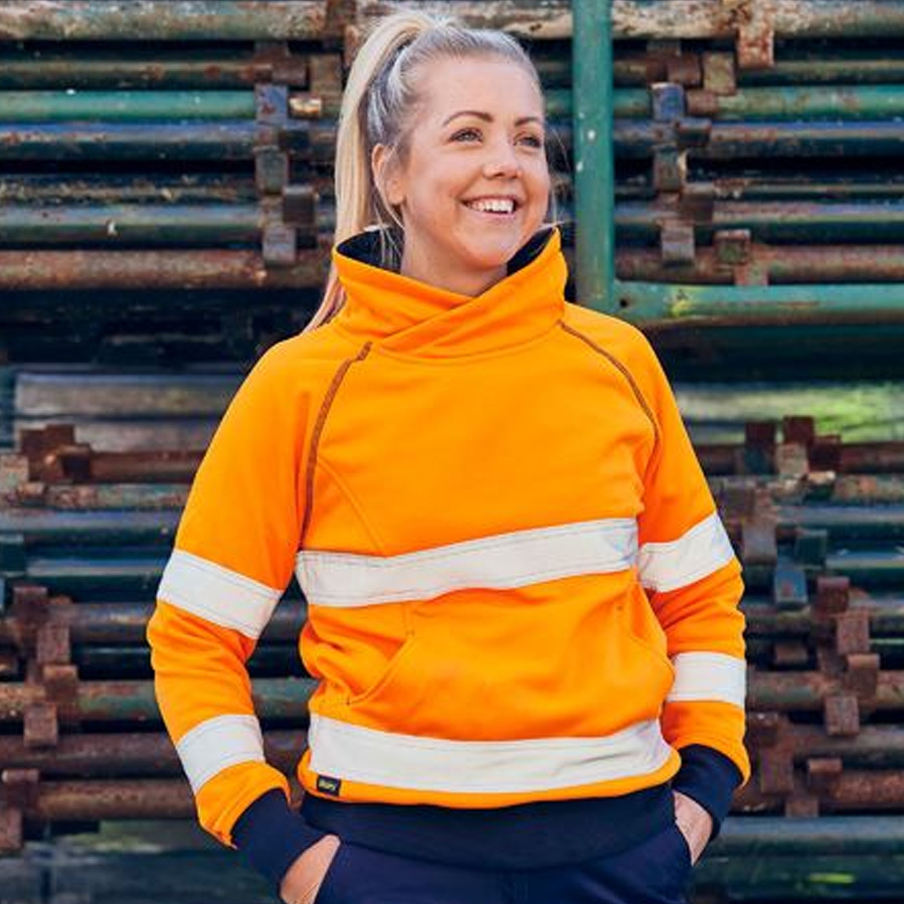 WOMENS TAPED HI VIS FLEECE JUMPER - BKL6818T