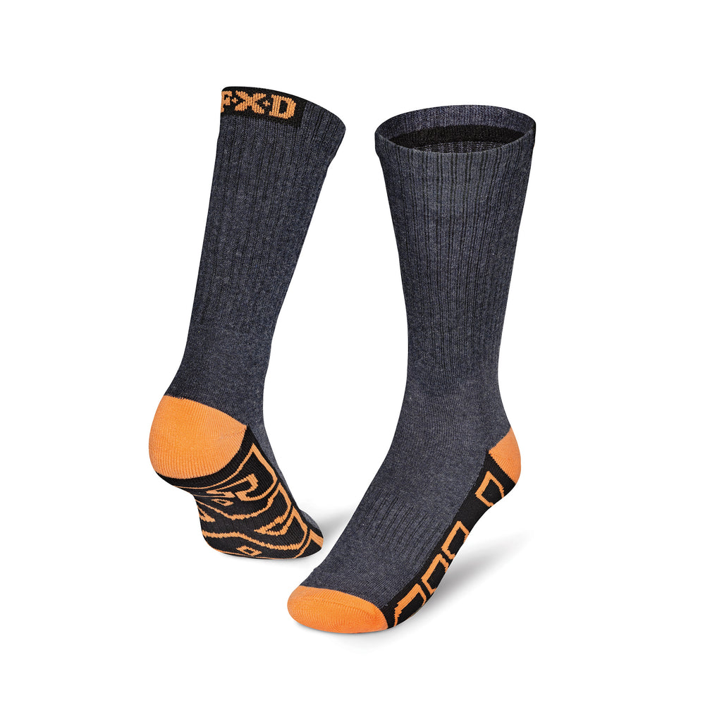 3 Paia Calze Da Lavoro Altezza Medio Polpaccio - Arancio Fluorescente 75% Cotone - Foto 4