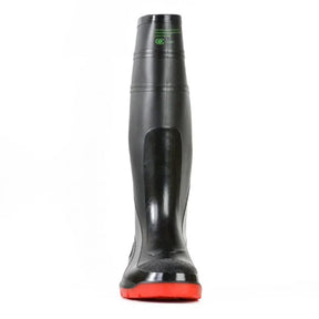 bata utility safety gumboot in black red