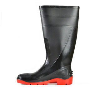 bata utility safety gumboot in black red
