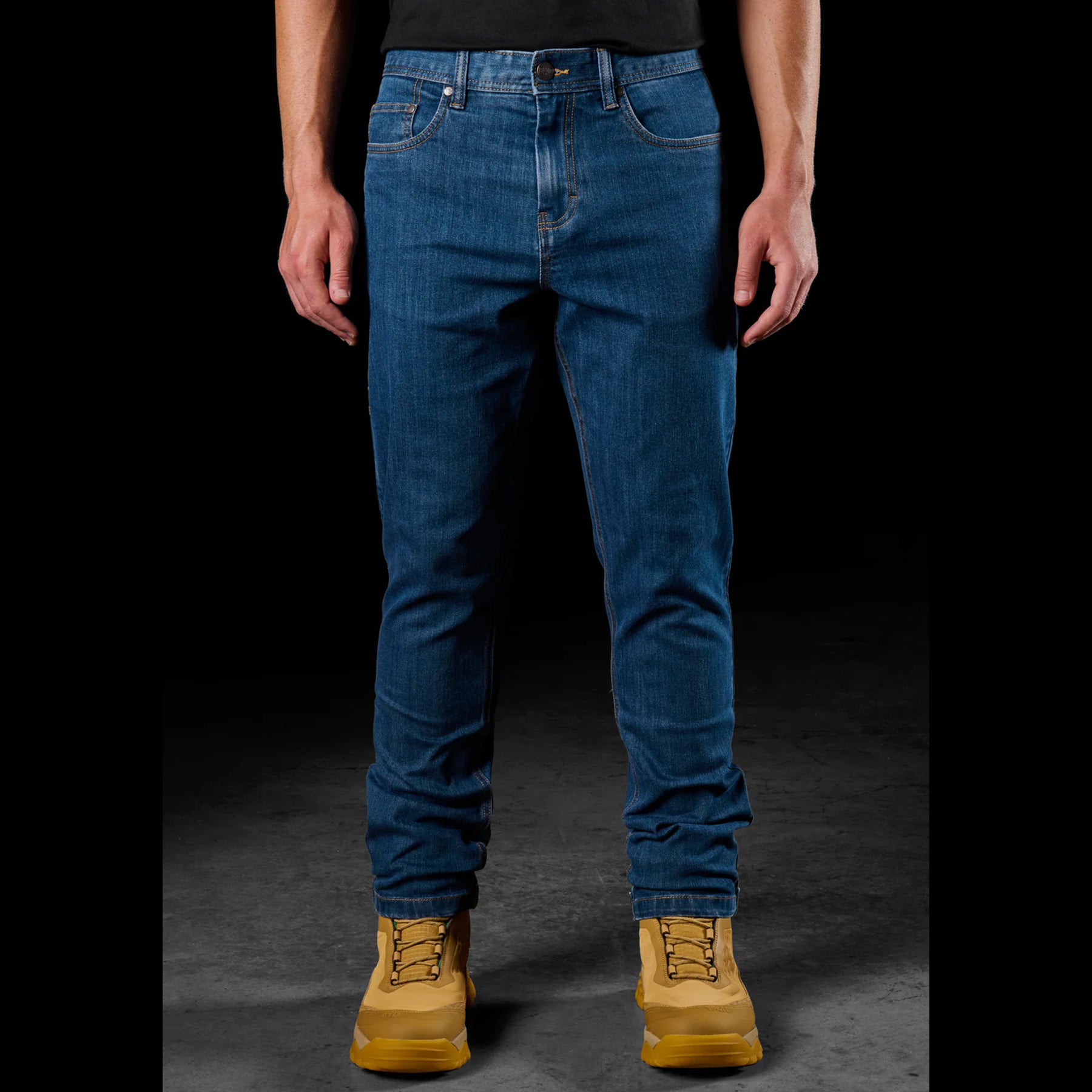 fxd coolmax stretch denim straight fit jean in mid blue