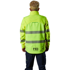 fxd hi vis soft shell tape work jacket in hi vis yellow
