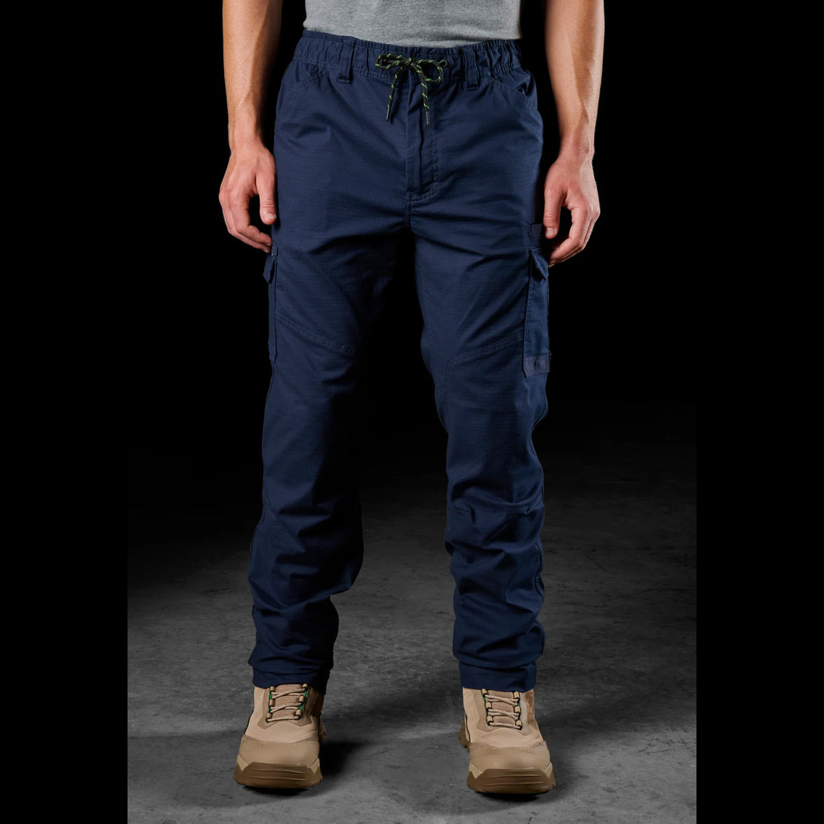 fxd elastic waist stretch ripstop work pant in navy