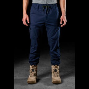 fxd cuffed elastic waist stretch ripstop work pants in navy