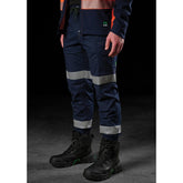 fxd workwear REFLECTIVE CUFFED ELASTIC WAIST STRETCH RIPSTOP WORK PANT in navy