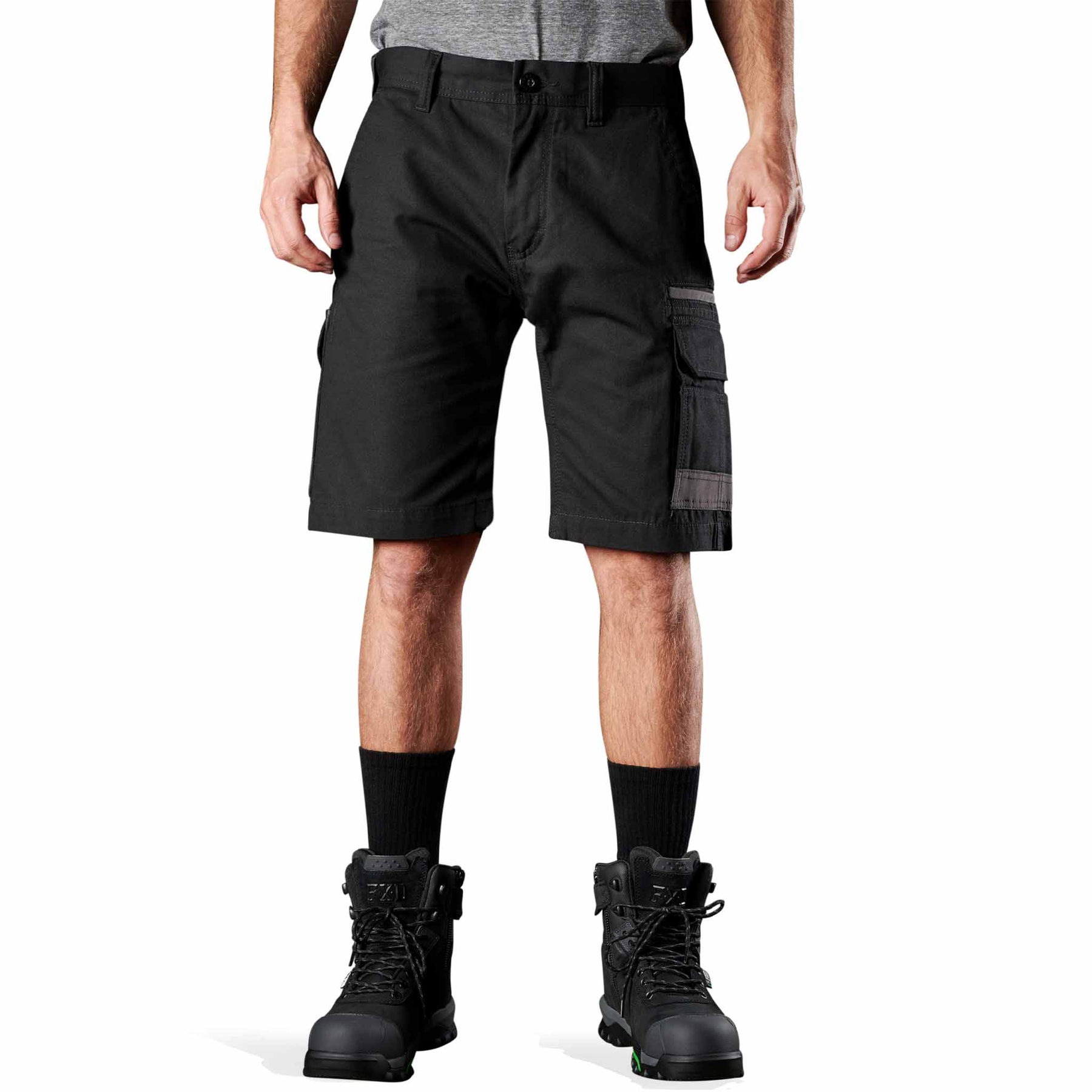 fxd canvas work shorts in black