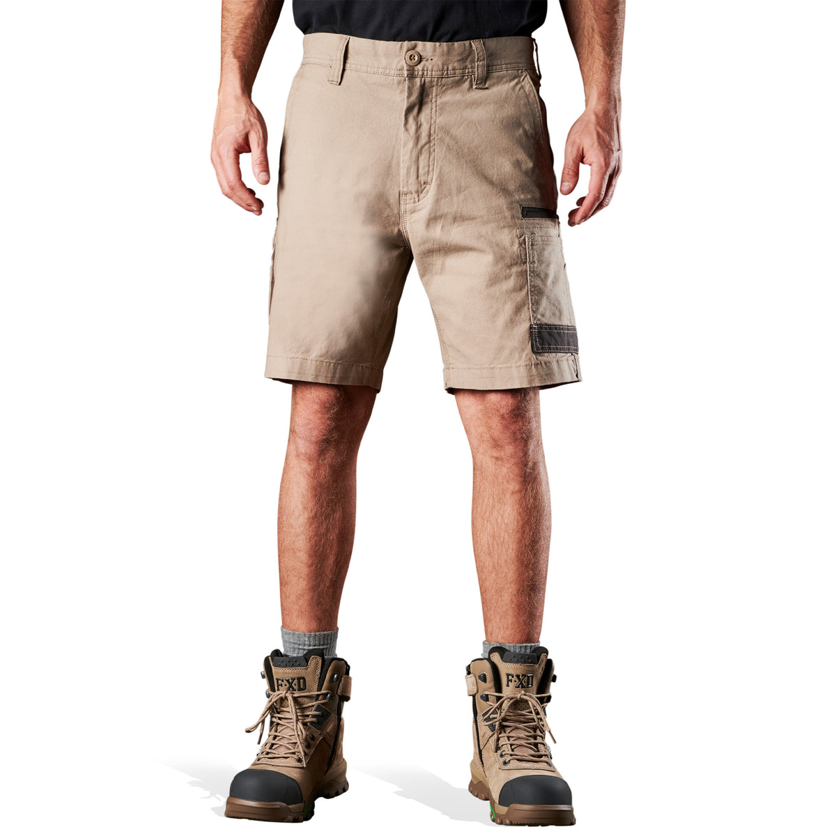 fxd stretch canvas work shorts in khaki