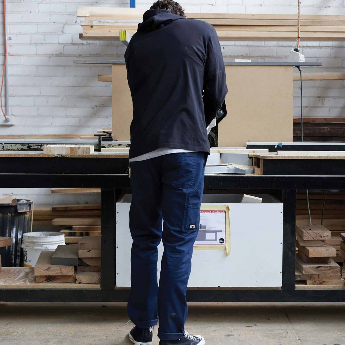 x/dmg organic cotton twill work pant in navy
