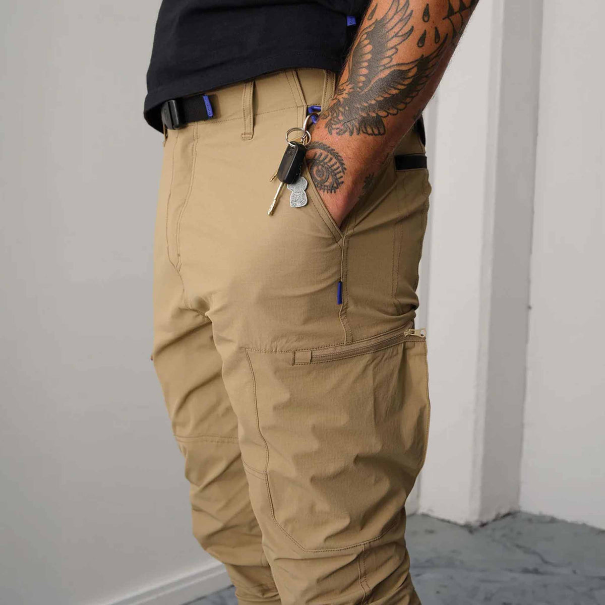 x/dmg lightweight nylon cuffed pant in stone
