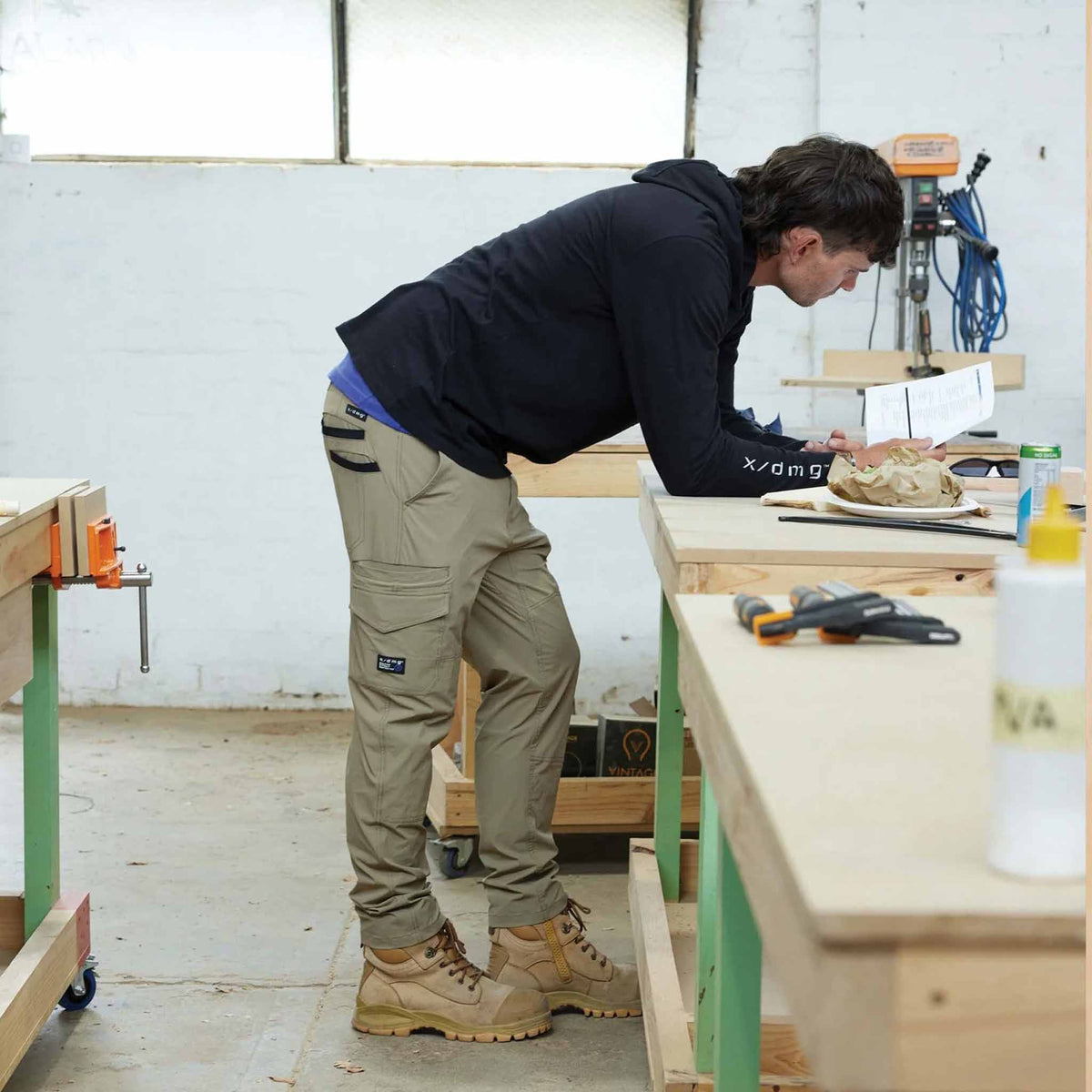 x/dmg lightweight nylon pant in stone