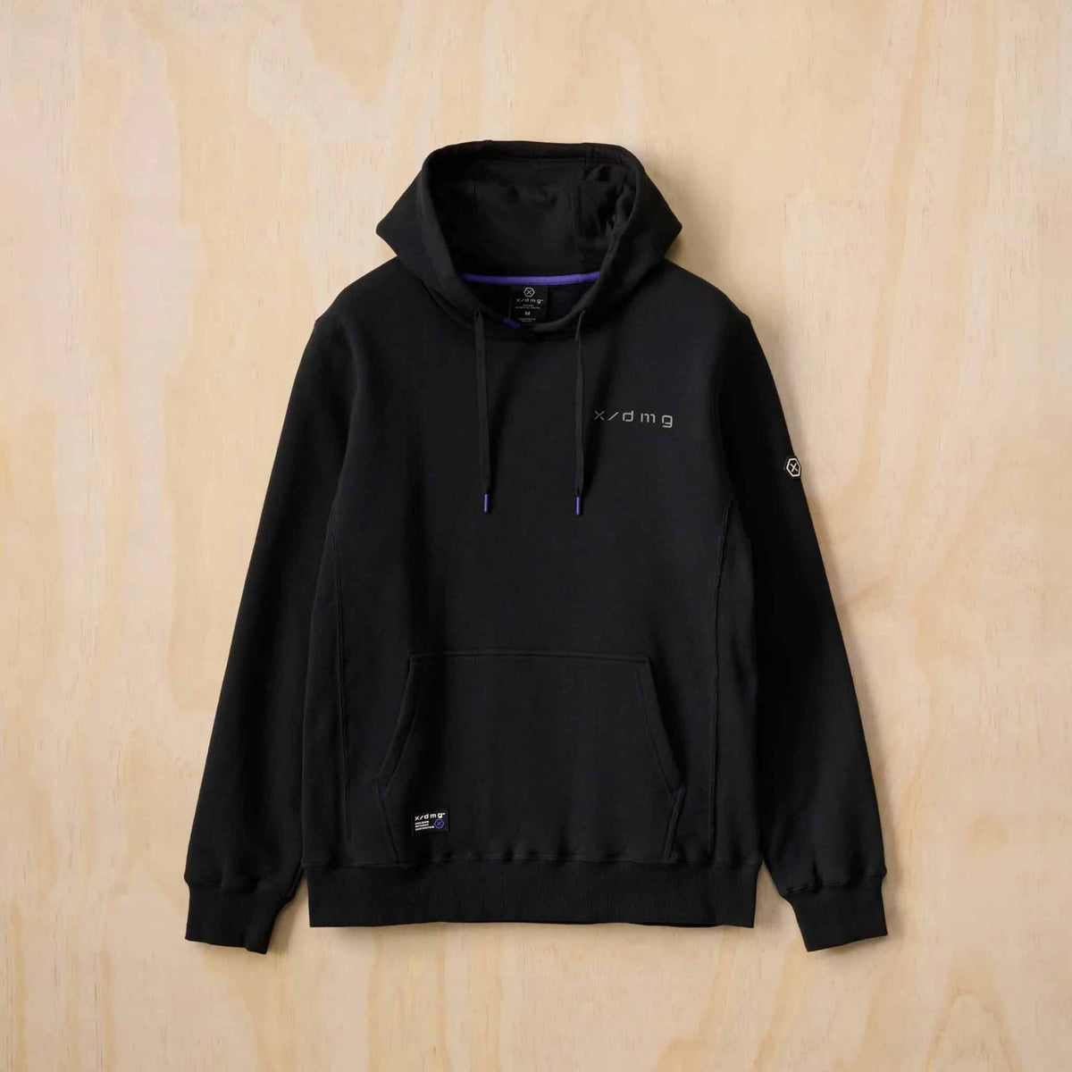 x/dmg heavy burly fleece hoodie in black