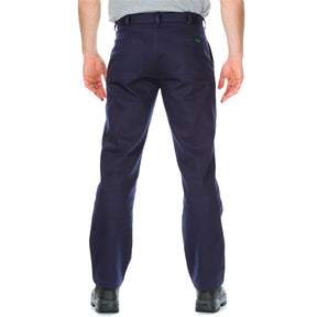back of regular cotton drill work pants in navy