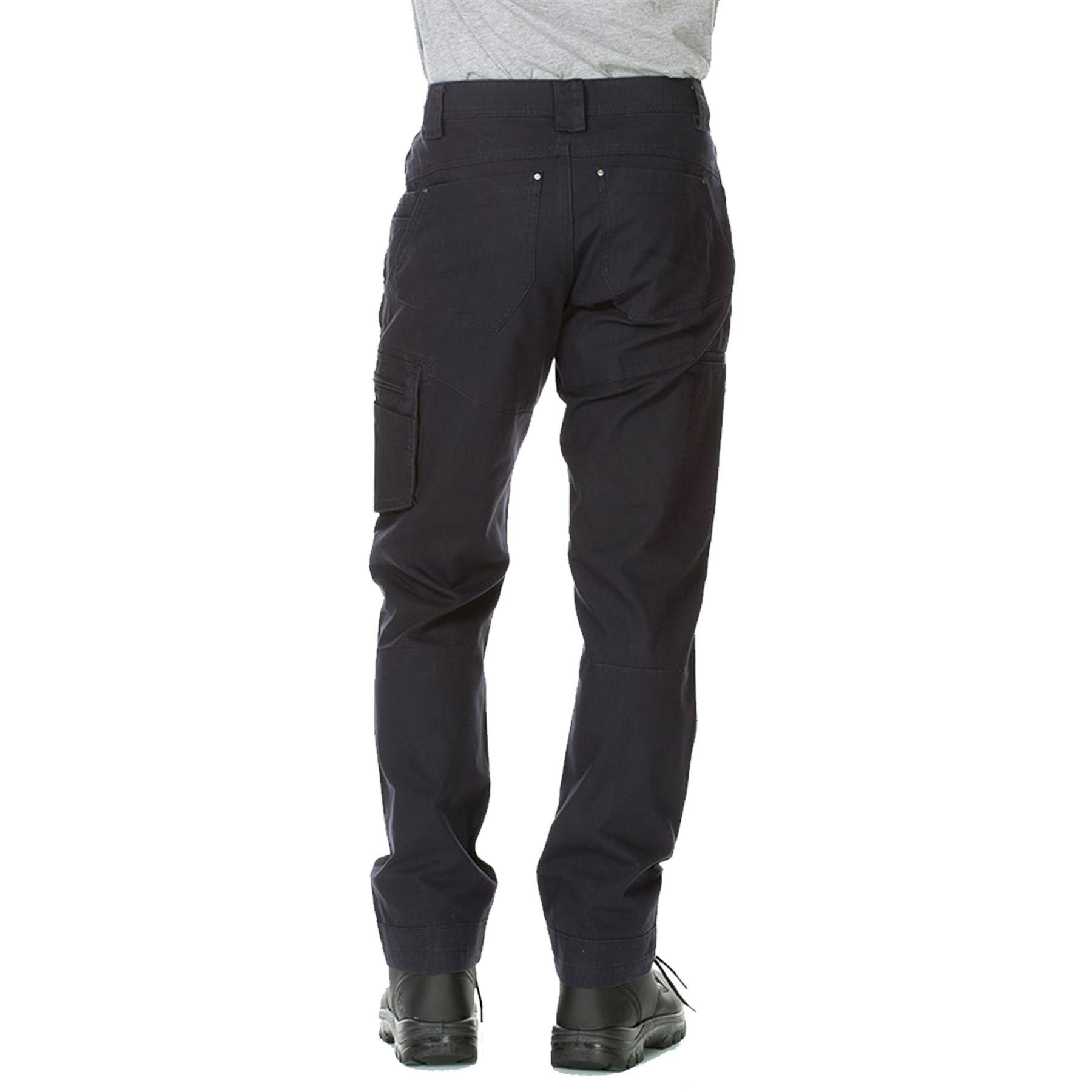 back of cotton canvas narrow cargo pants in navy